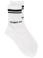 Comme Des Garçons chaussettes à bords rayés et imprimés avec logo