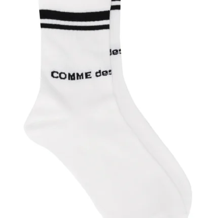 Comme Des Garçons chaussettes à bords rayés et imprimés avec logo