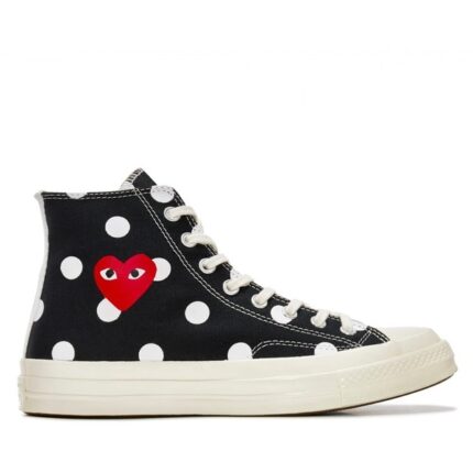 Baskets Converse Red Heart à pois, pointure 70 (noires)