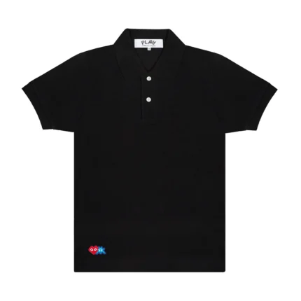 PLAY CDG Polo Rouge Invader Cœur et Emblème Bleu (Noir)