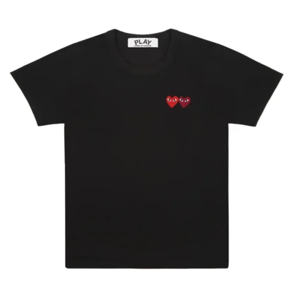 T-shirt basique CDG PLAY à deux emblèmes (noir)