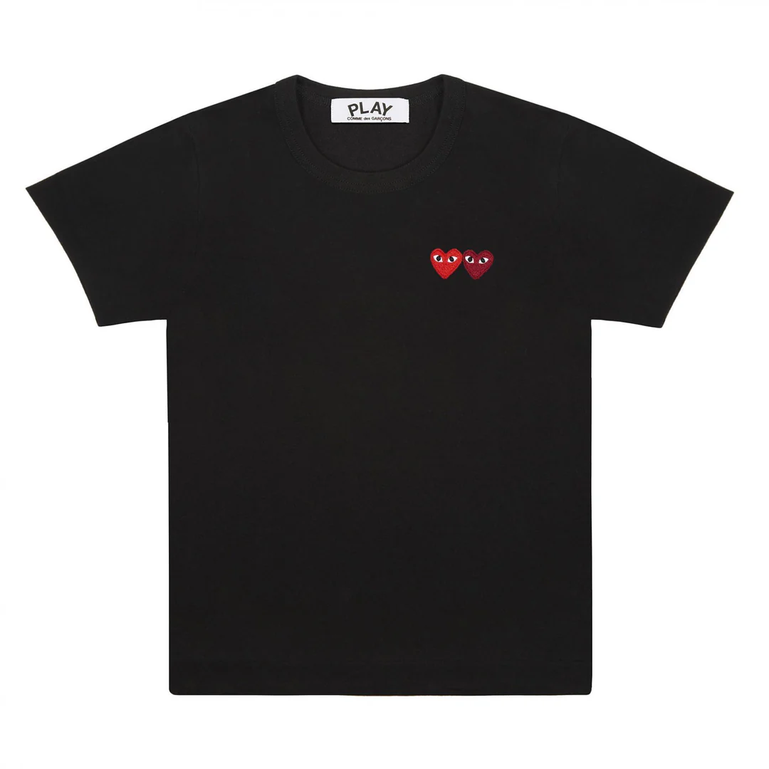318 T-shirt basique CDG PLAY à deux emblèmes (noir) - Image 1