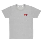 T-shirt basique PLAY CDG à deux emblèmes (gris) - Image 2