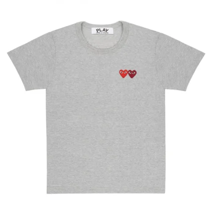 T-shirt basique PLAY CDG à deux emblèmes (gris)