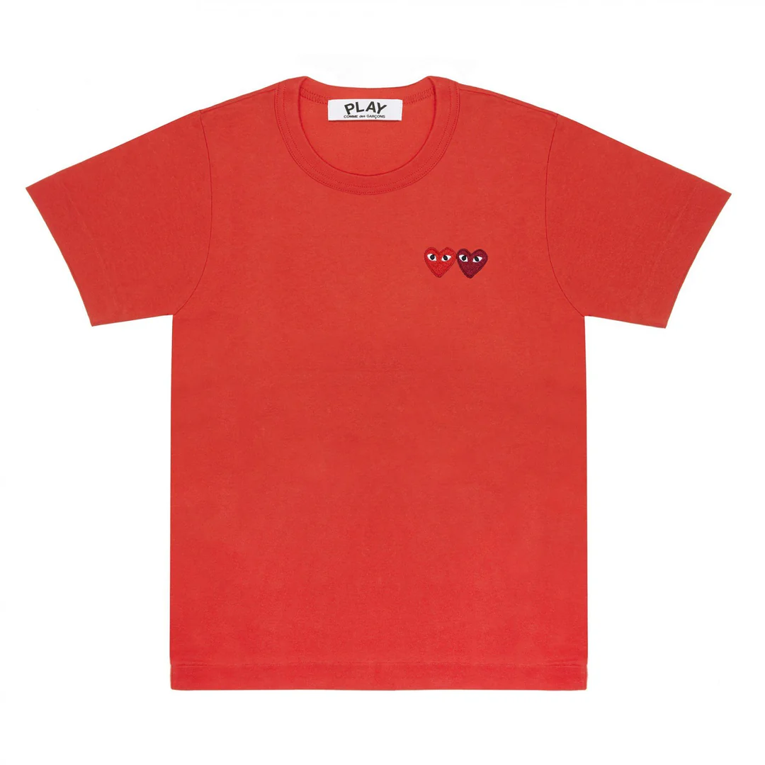 326 T-shirt basique PLAY CDG à deux emblèmes (rouge) - Image 1