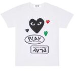 T-shirt blanc à logo multiple et cœur noir de CDG Play - Image 2