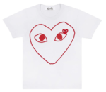 T-shirt blanc CDG PLAY avec cœur à contour rouge - Image 2