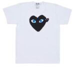 T-shirt CDG Play Black Heart Blue Eyes Blanc