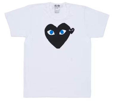 T-shirt CDG Play Black Heart Blue Eyes Blanc