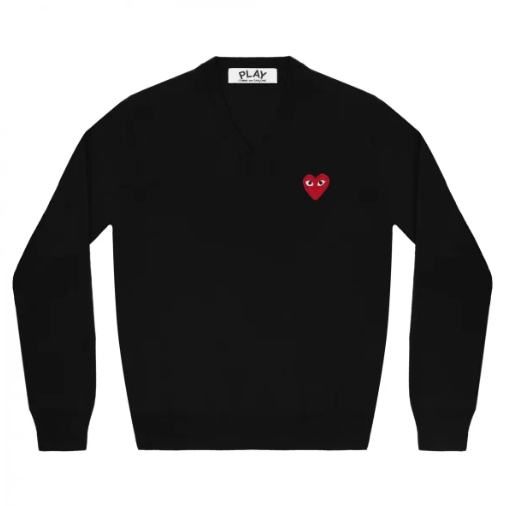 93 PULL CDG COL V RED EMBLEM (NOIR)