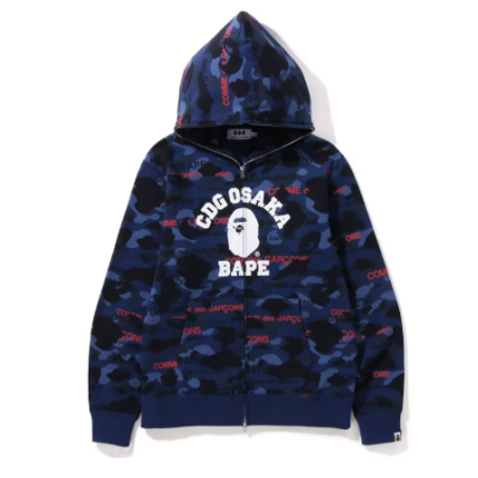 BAPE x Comme des Garcons Osaka Zip Hoodie Marine