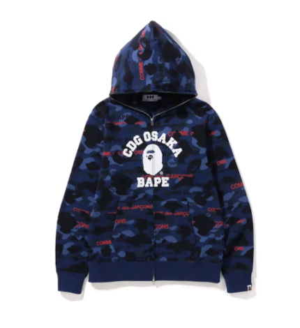 BAPE x Comme des Garcons Osaka Zip Hoodie Marine