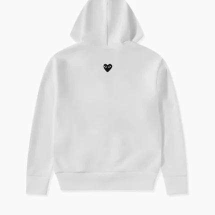 CDG Play Sweat à capuche noir à fermeture éclair avec cœur inversé et blanc