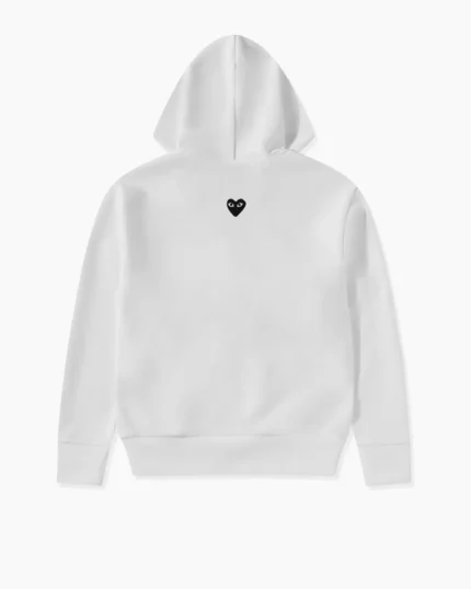 CDG Play Sweat à capuche noir à fermeture éclair avec cœur inversé et blanc