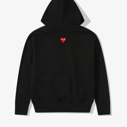CDG Play Sweat à capuche noir à fermeture éclair et cœur rouge inversé