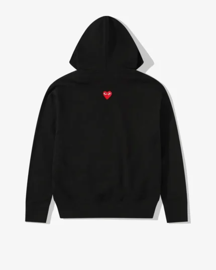 CDG Play Sweat à capuche noir à fermeture éclair et cœur rouge inversé