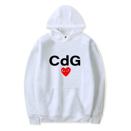 Sweat à capuche imprimé rouge cœur CDG sur le devant