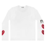 Play Comme Des Garçons 3 cœurs ls (blanc)