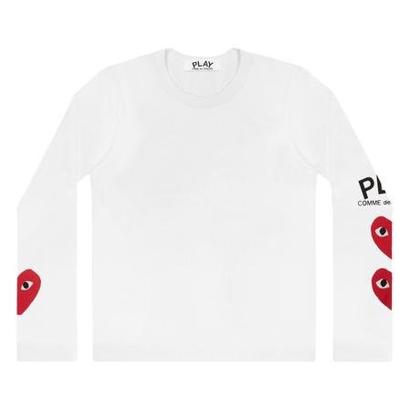 Play Comme Des Garçons 3 cœurs ls (blanc) Play Comme Des Garçons 3 cœurs ls (blanc)