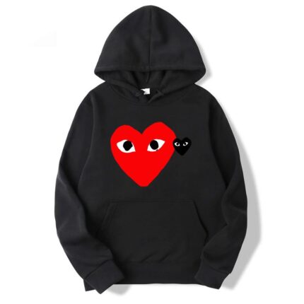 Sweat à capuche CDG cœur rouge et cœur gris