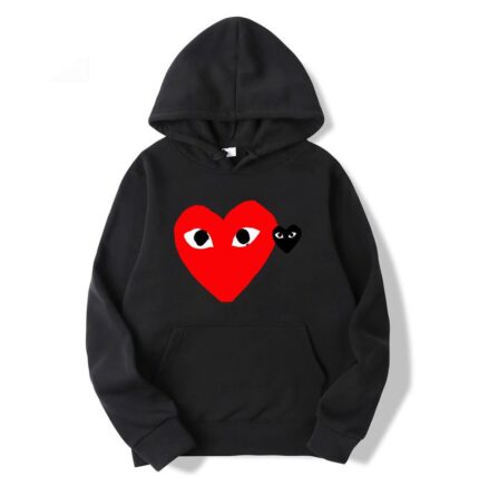 Sweat à capuche CDG cœur rouge et cœur gris