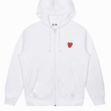 Sweat-shirt à capuche CDG Double Blanc Cœur
