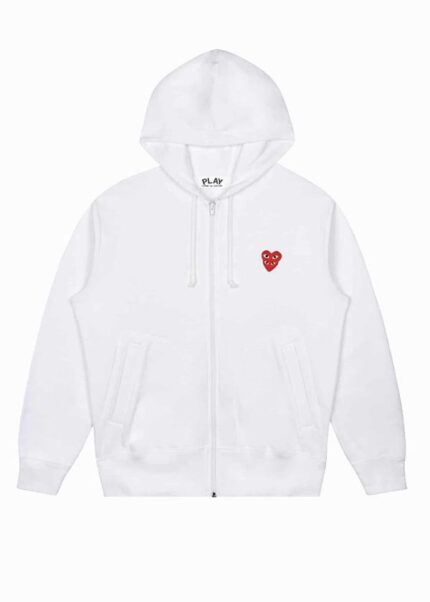 Sweat-shirt à capuche CDG Double Blanc Cœur