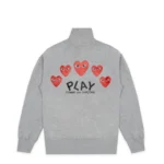 Sweat-shirt Zippé Gris PLAY à Logos Multiples | Veste Sweat Premium Unisexe