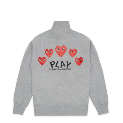 Sweat-shirt Zippé Gris PLAY à Logos Multiples | Veste Sweat Premium Unisexe